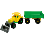 Tractor with shovel and trailer