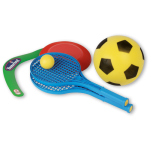 Backpack with assortment of 5 sports sets